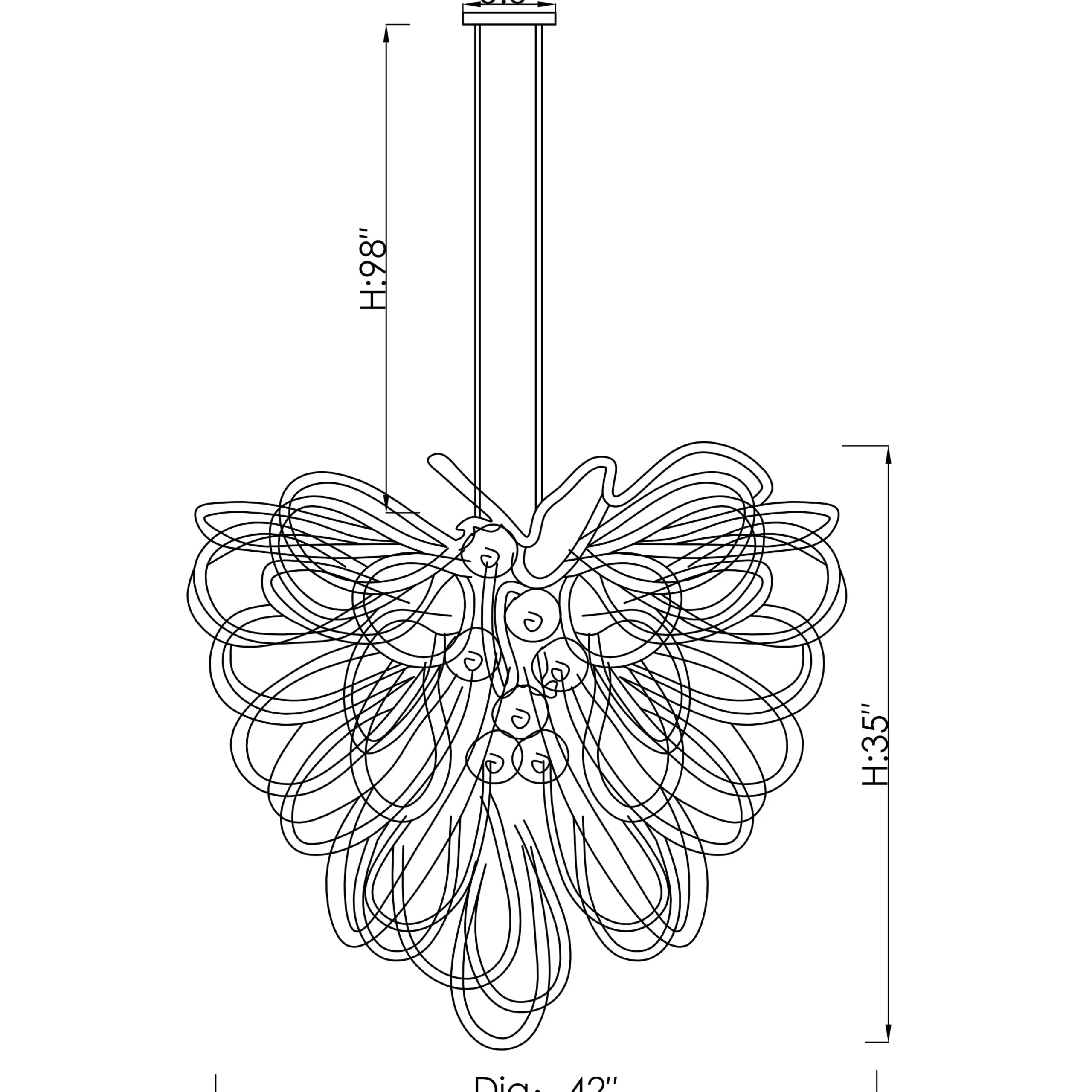 Viz Glass Orion Glacier Bay Large Blown Glass Chandelier