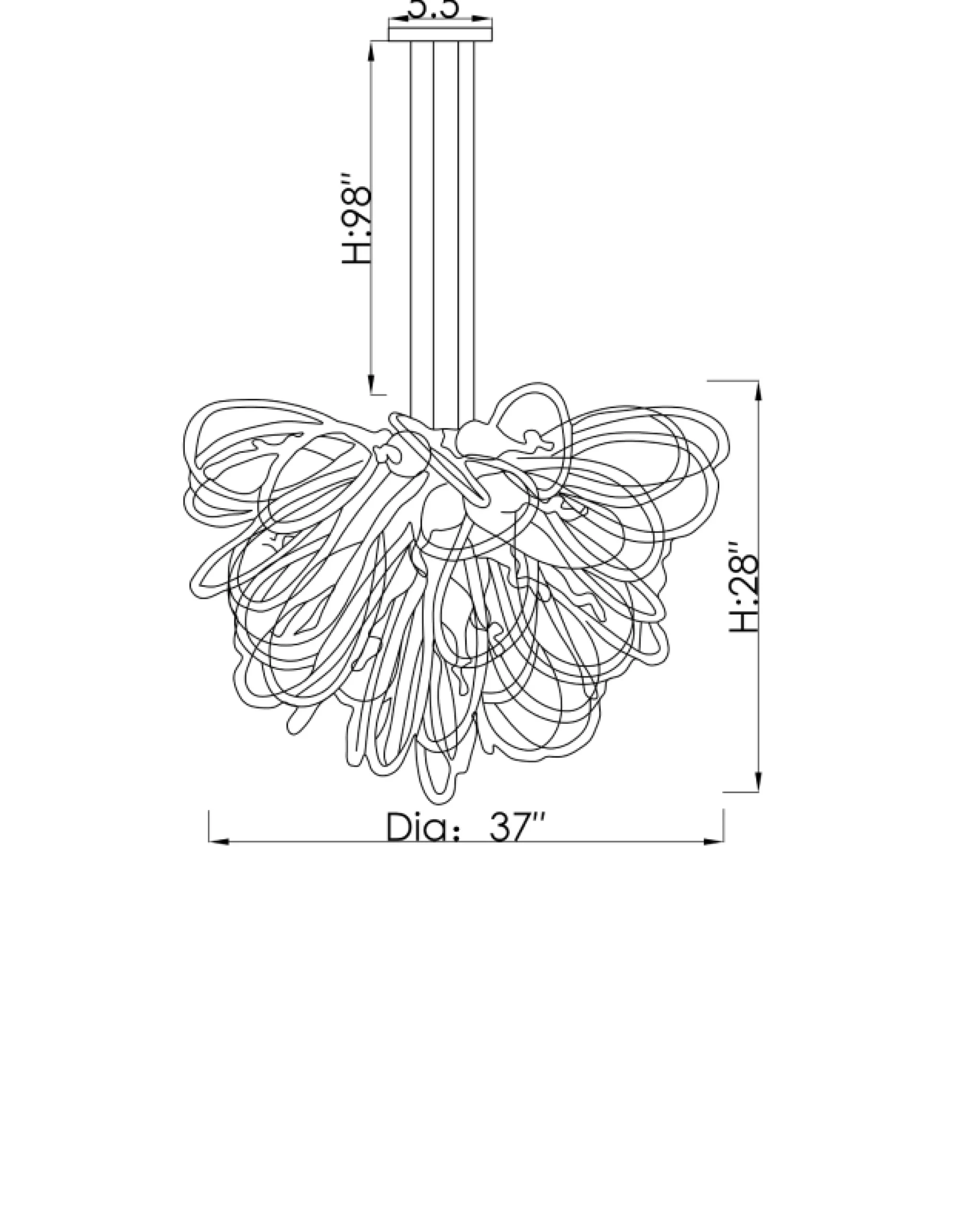 Viz Glass Orion High Sierra Small Blown Glass Chandelier