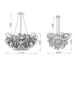 Viz Glass Orion Lazy Brook Linear Blown Glass Chandelier