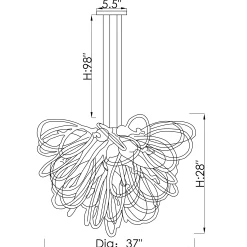 Viz Glass Orion Smoke Grey Small Blown Glass Chandelier