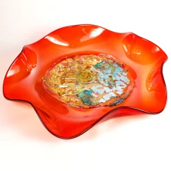 Viz Glass Sunset Blaze: Handblown Glass Platter (Item #7602TB)