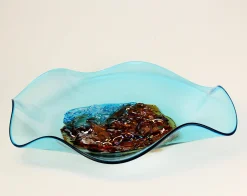Viz Glass Tranquil Shore - Handblown Art Glass Platter (Item #7603TB)