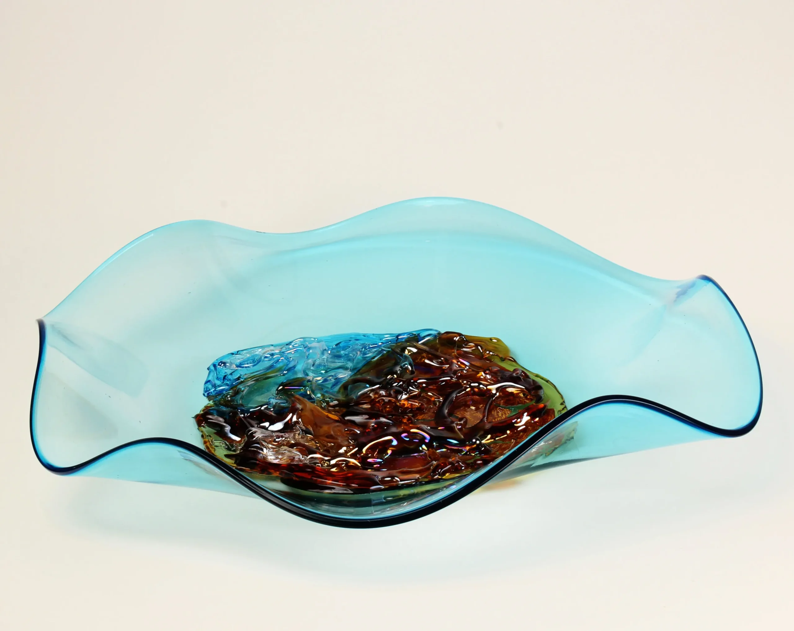 Viz Glass Tranquil Shore - Handblown Art Glass Platter (Item #7603TB)